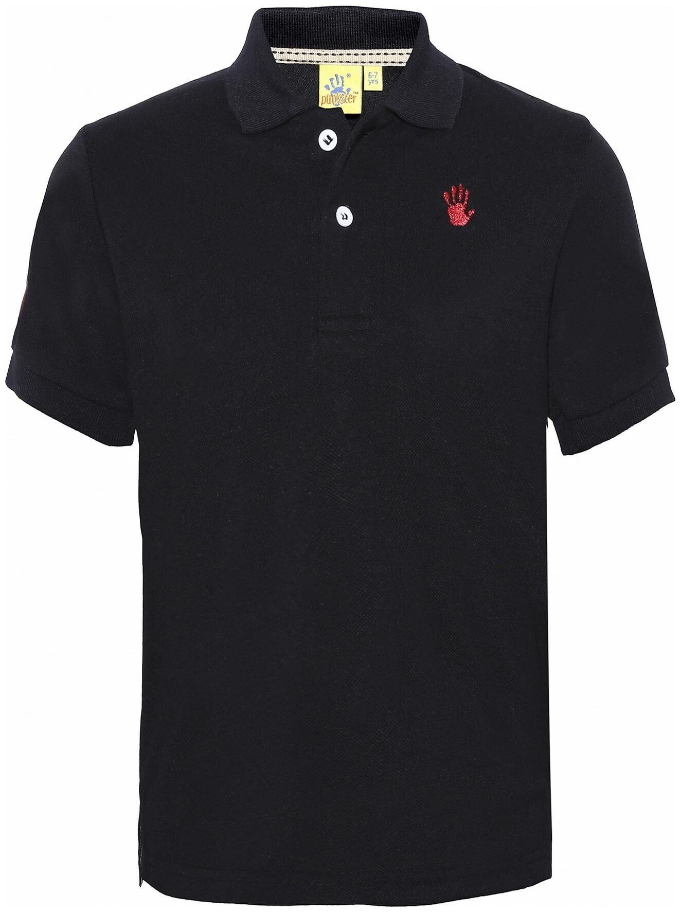 

punkster Boy Cotton Solid T-shirt - Black