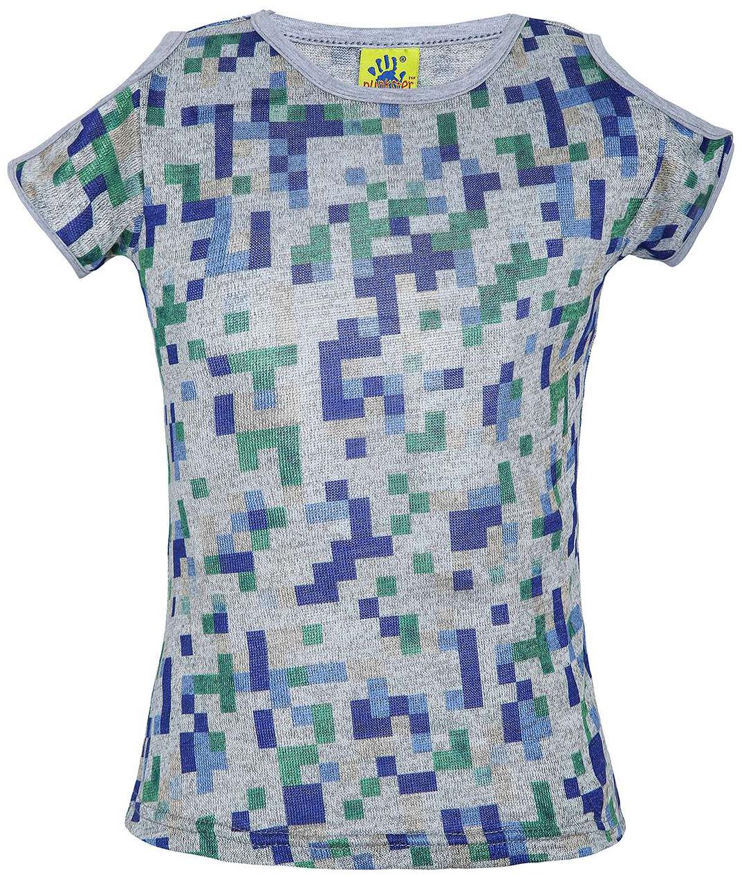 

punkster Girl Cotton blend Solid Top - Blue
