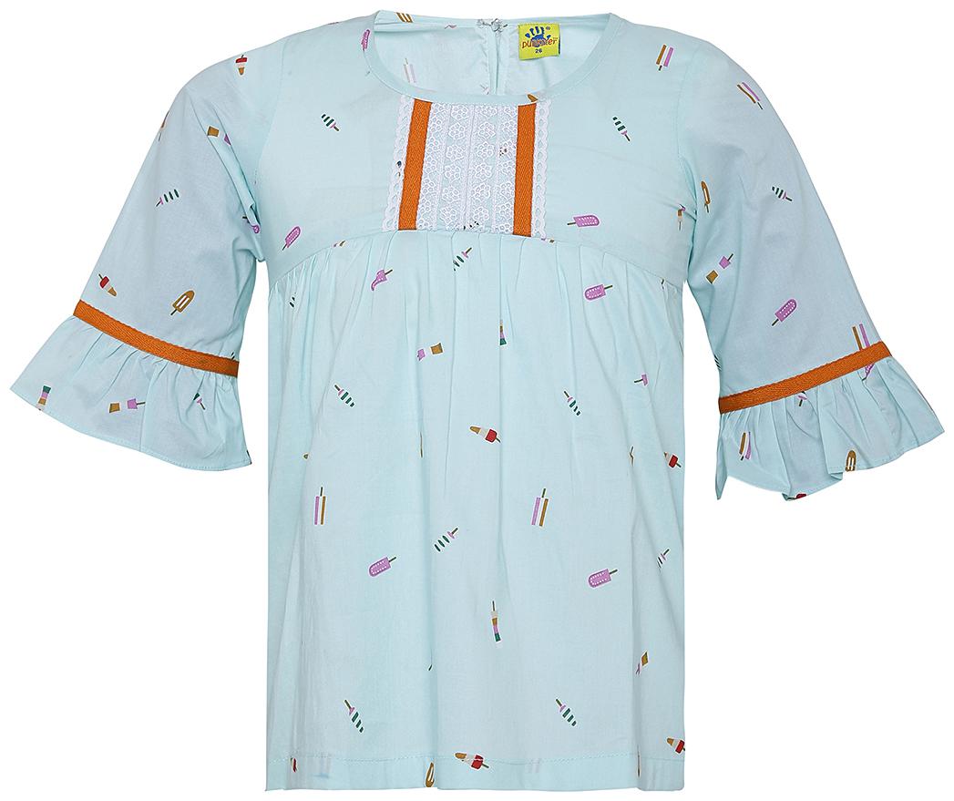 

punkster Girl Cotton Printed Top - Blue