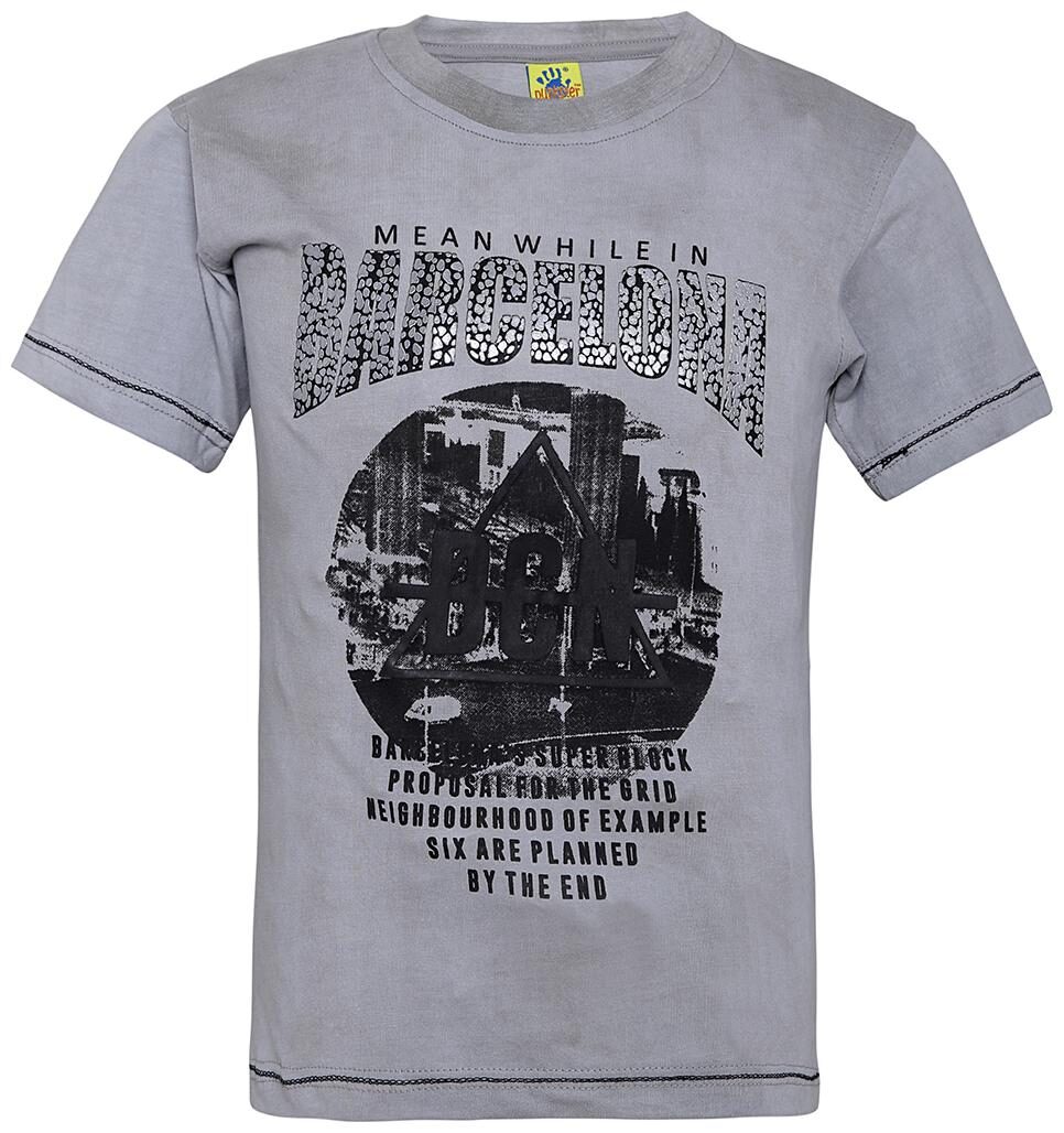 

punkster Boy Cotton Printed T-shirt - Grey