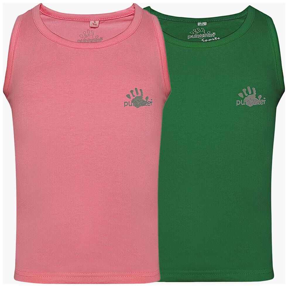 

punkster Girl Cotton Solid Top - Pink Green