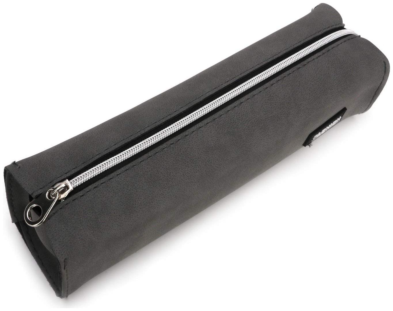

QIPS Grey Artificial Suede Leather Multi-Utility Pencil Pouch Bag