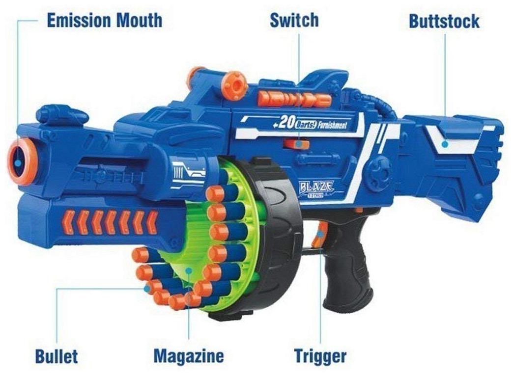 

radhe enterprise Plastic Blaze Storm Automatic Gun Toy with 40 Safe Soft Foam Bullets