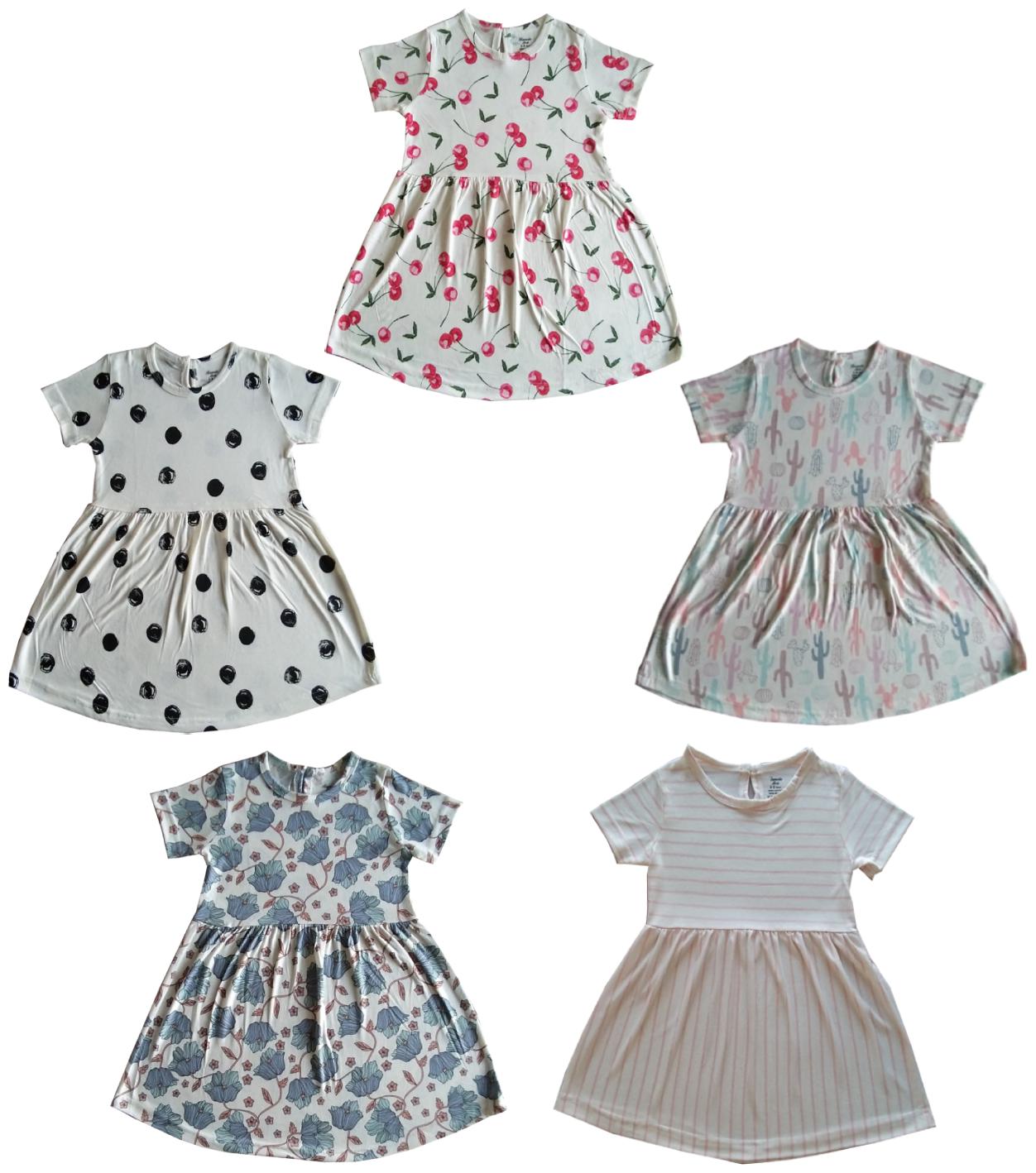

Ramola Multi Cotton Short Sleeves Mini Princess Frock ( Pack of 5 )
