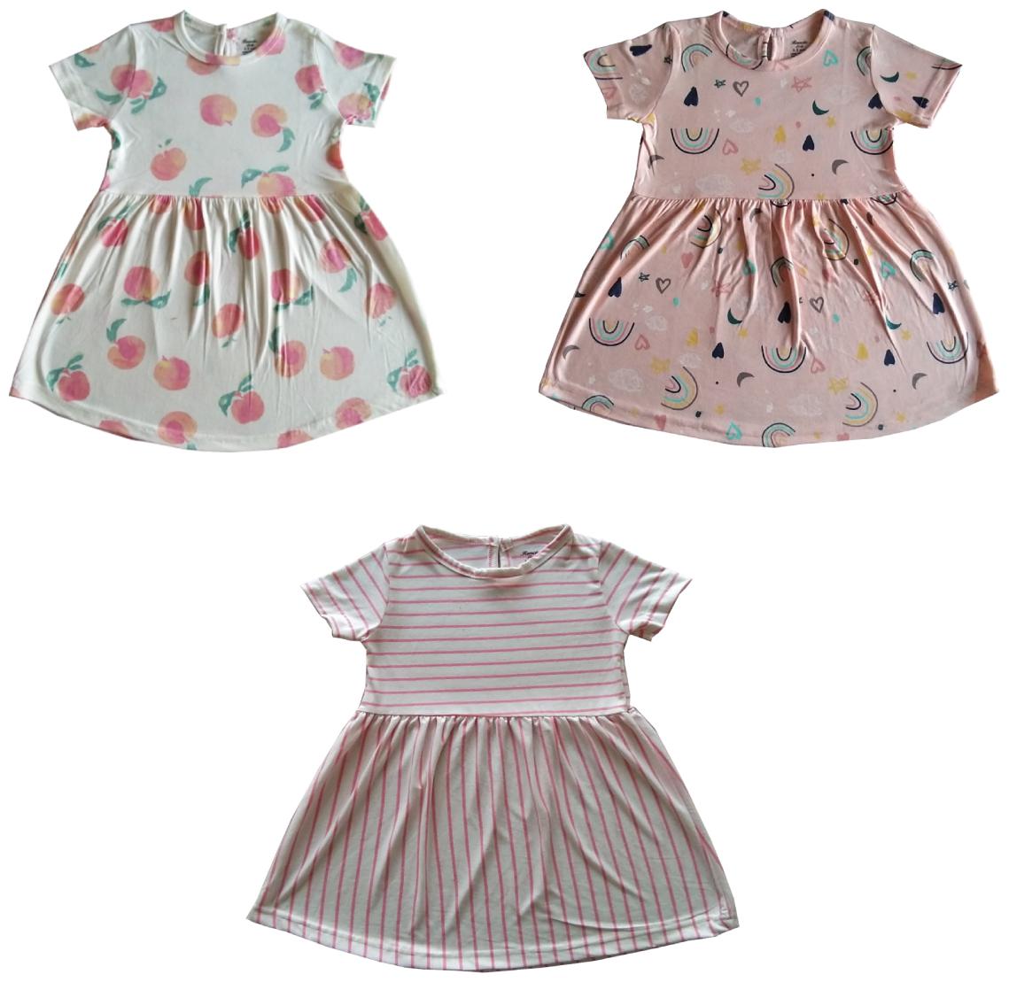 

Ramola Multi Cotton Short Sleeves Mini Princess Frock ( Pack of 3 )