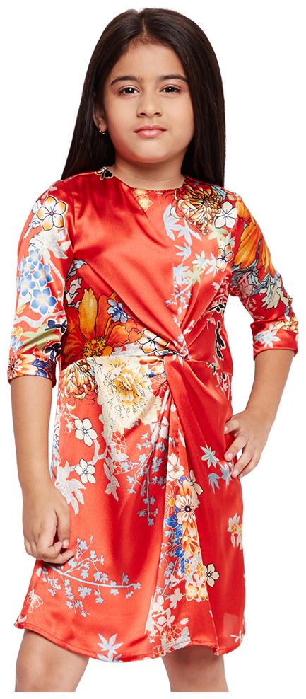 

OXOLLOXO Red Polyester Full Sleeves Above Knee Princess Frock ( Pack of 1 )