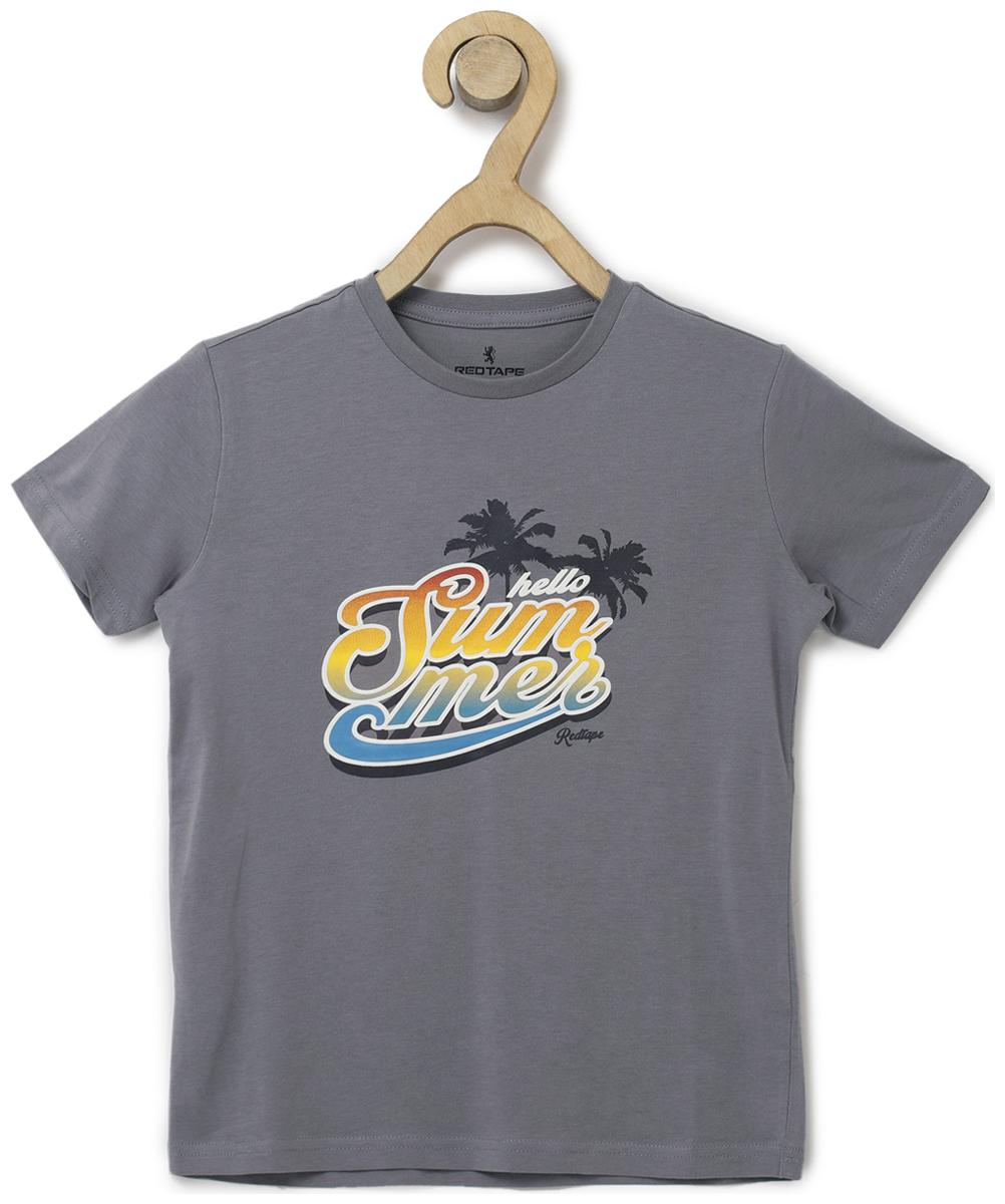 

Red Tape Boy Cotton Printed T-shirt - Grey