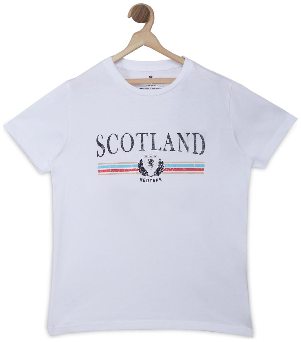 

Red Tape Boy Cotton Printed T-shirt - White