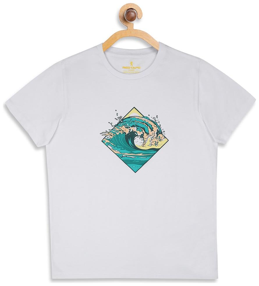 

Red Tape Boy Cotton Printed T-shirt - White