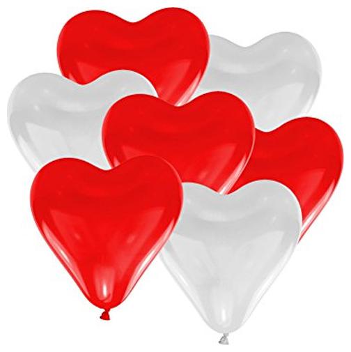 

Red White Heart Shape Party Balloons for Birthday Anniversary Christmas New Year Parties Pack of 50pcs