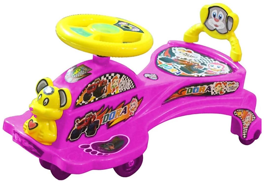 

Teddy Shape Cartoon Character Swing Magic Car Ride On for Kids Of Above 2 Years With Free Wheels Music Light Back Rest Strongest And Smoothest PVC Wheels ABEC Bearing Fun for Boys and Girls - Pink