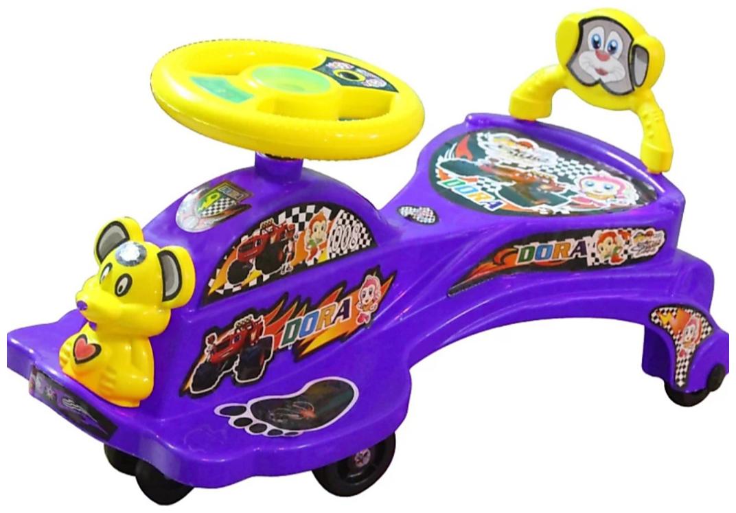 

Teddy Shape Cartoon Character Swing Magic Car Ride On for Kids Of Above 2 Years With Free Wheels Music Light Back Rest Strongest And Smoothest PVC Wheels ABEC Bearing Fun for Boys and Girls - Purple
