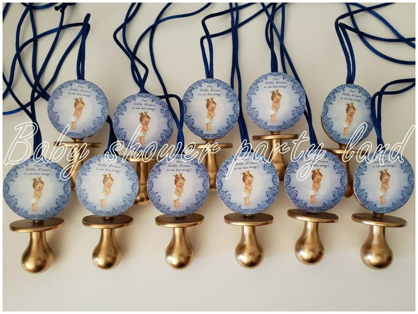 

Royal Prince Baby Shower Decoration 12 Pacifier Necklace Color Gold Boy