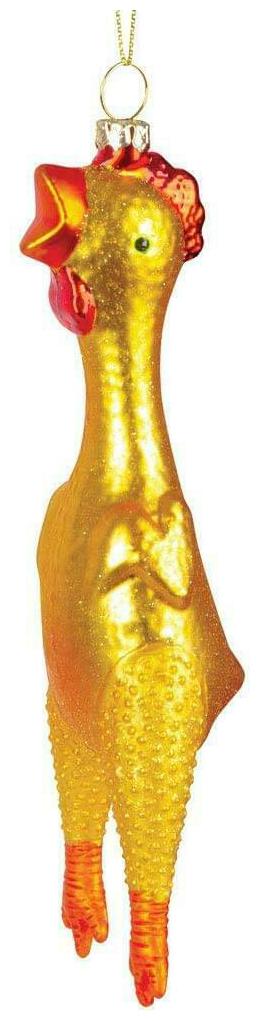 

Rubber Chicken Glass Holiday Ornament