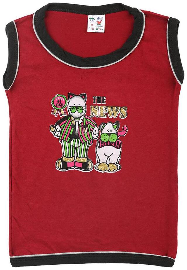 S R Kids Cotton Solid T shirt for Baby Boy - Red