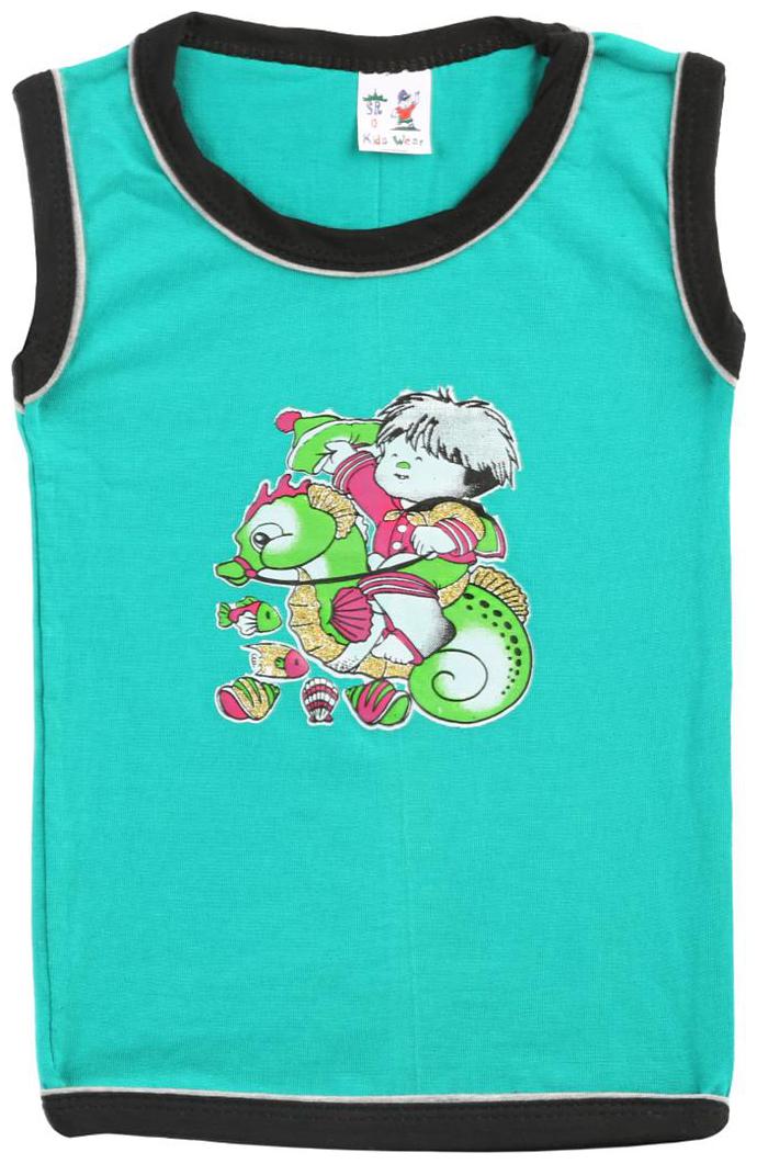

S R Kids Cotton Printed T shirt for Unisex Infants - Green