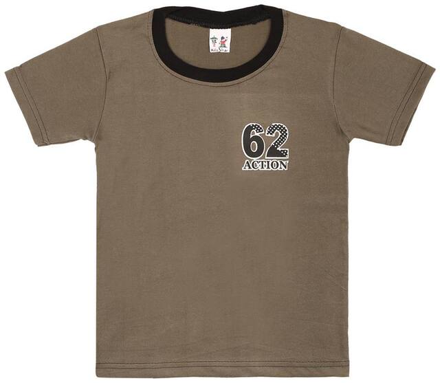 S R Kids Cotton Printed T shirt for Baby Boy - Brown