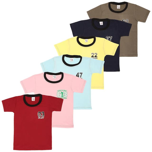 S R Kids Cotton Printed T shirt for Baby Boy - Multi