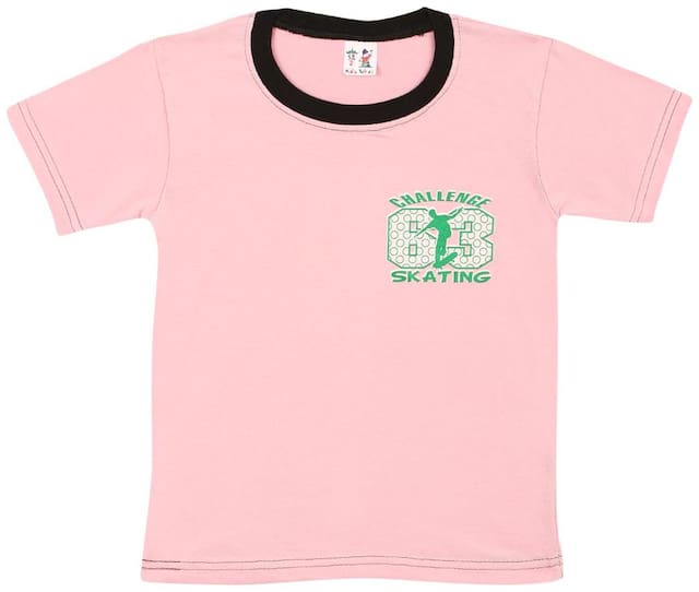 S R Kids Boy Cotton Printed T-shirt - Pink