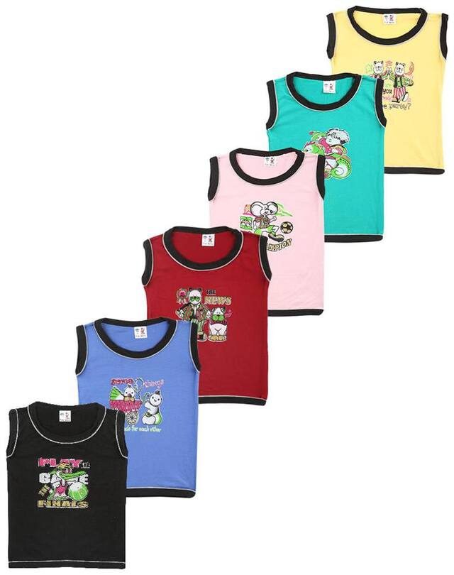 S R Kids Cotton Printed T shirt for Unisex Infants - Multi