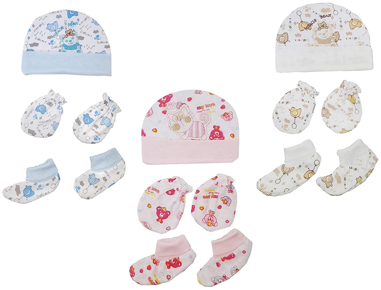 

SATPAL Baby Booty Mitten Cap Set -Pack of 3 Multi