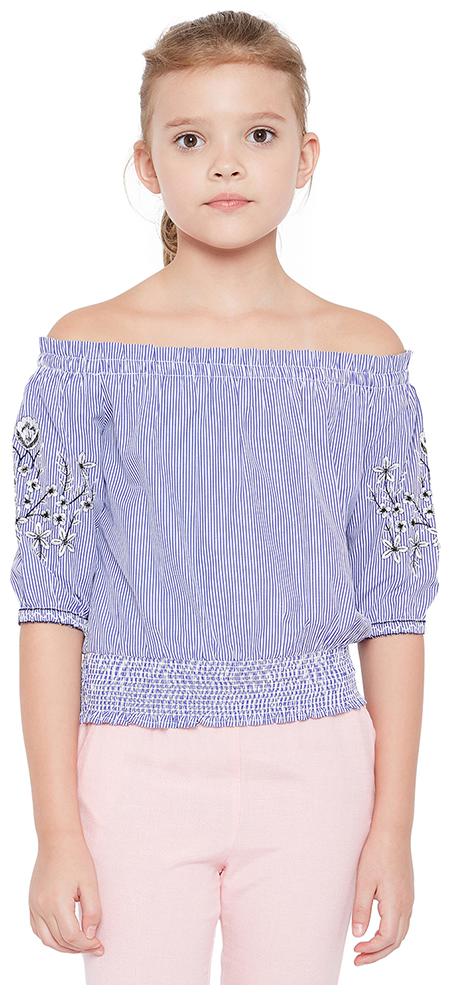 

OXOLLOXO Girl Cotton Striped Top - Blue