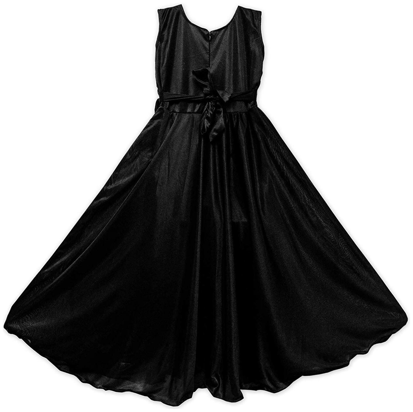 

SECCA Black Satin Sleeveless Maxi Princess Frock ( Pack of 1 )