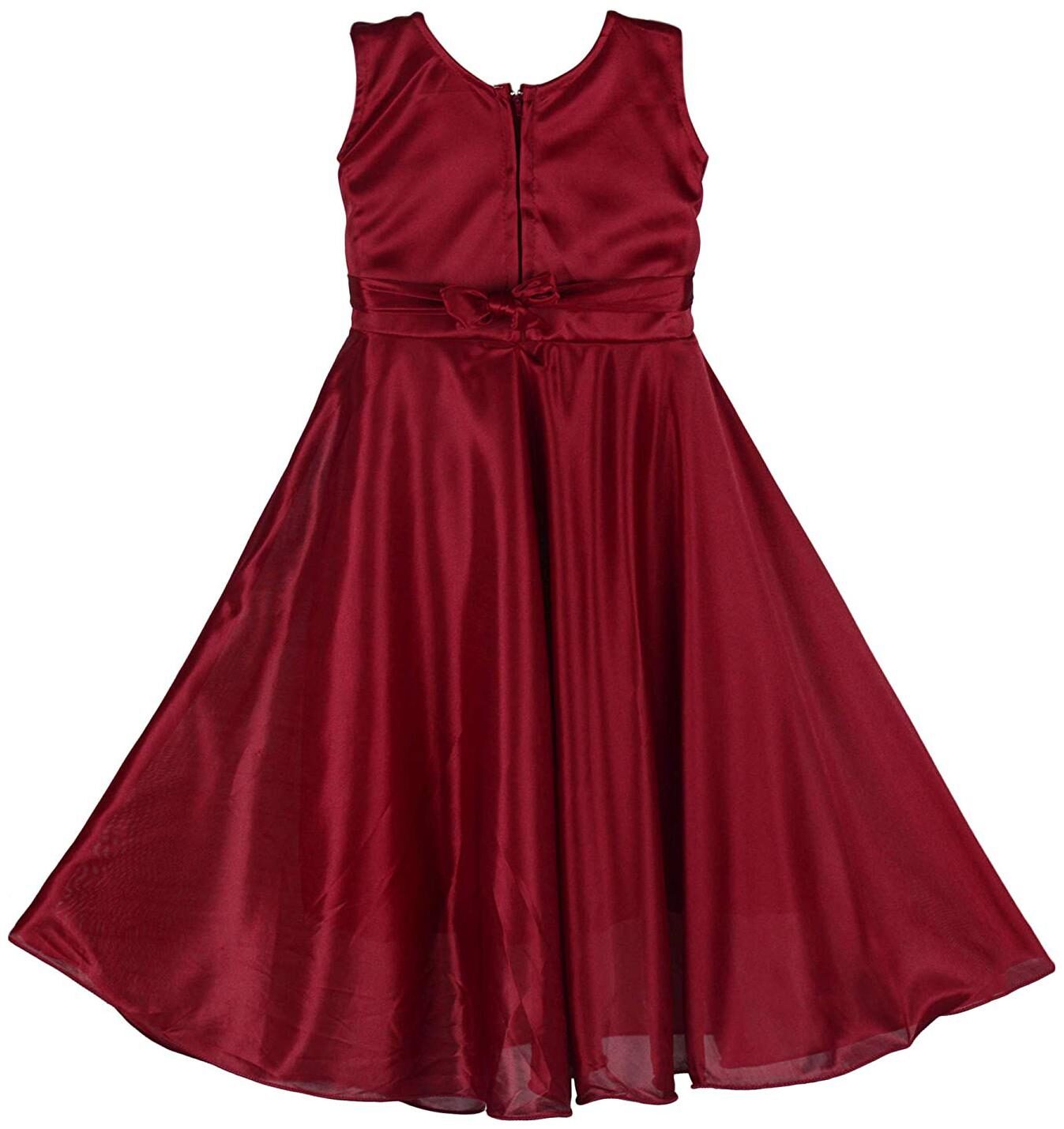 

SECCA Maroon Satin Sleeveless Maxi Princess Frock ( Pack of 1 )