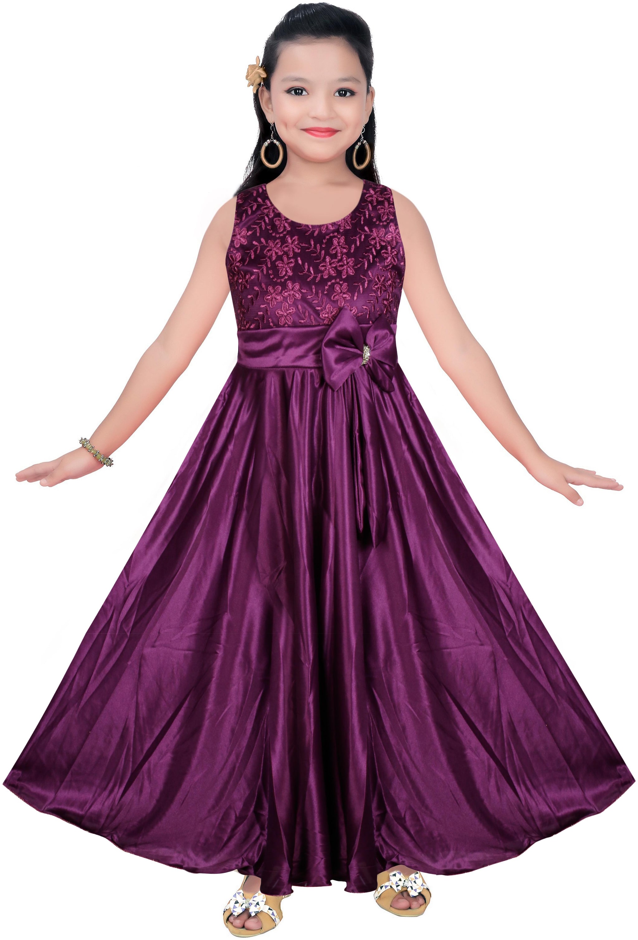 

SECCA Purple Satin Sleeveless Maxi Princess Frock ( Pack of 1 )
