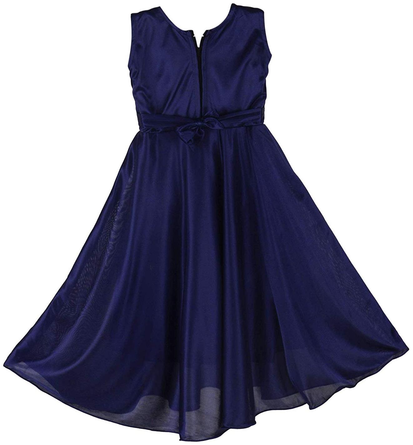 

SECCA Blue Satin Sleeveless Maxi Princess Frock ( Pack of 1 )