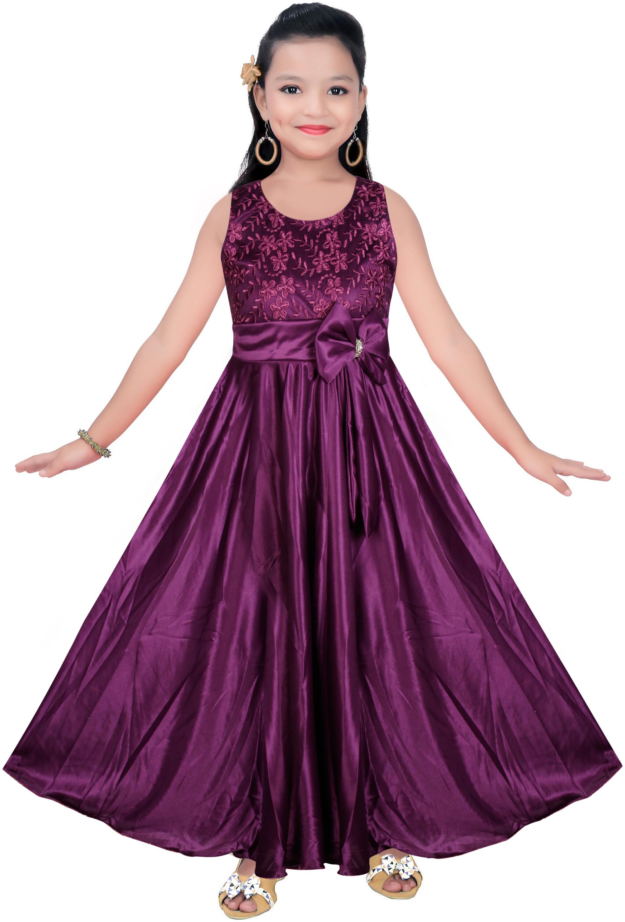 

SECCA Purple Satin Sleeveless Maxi Princess Frock ( Pack of 1 )