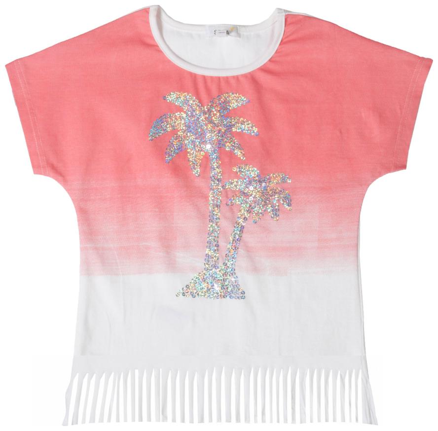 

Sera Girls Tassel Palm Tree Sequence Tee