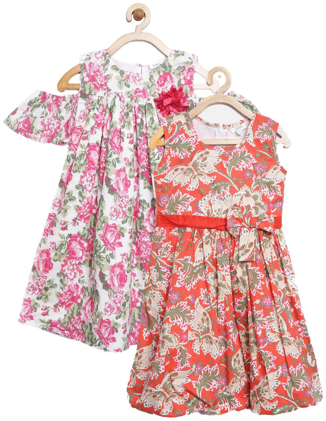 

Sera Multi Cotton Sleeveless Knee Length Princess Frock ( Pack of 2 )