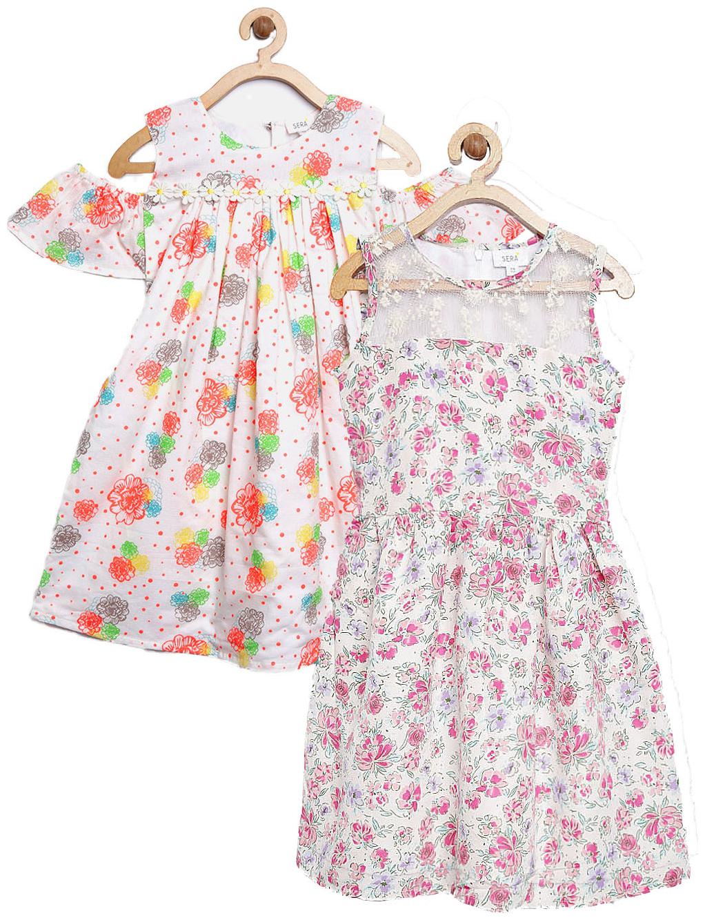 

Sera Multi Polyester Sleeveless Knee Length Princess Frock ( Pack of 2 )