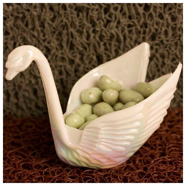 

Set of 12 Beautiful Iridescent White Swan Wedding Favors Candy Dish Containers