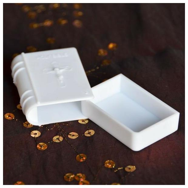 

Set of 16 White Communion Bible Open Book Favors Religious Event Christening