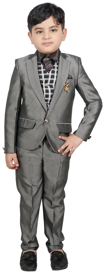 

SG YUVRAJ Blended Coat pants set For Boys Grey Color