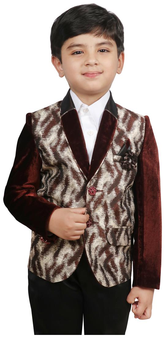 

SG YUVRAJ Boy Polyester Solid Ethnic jacket - Brown