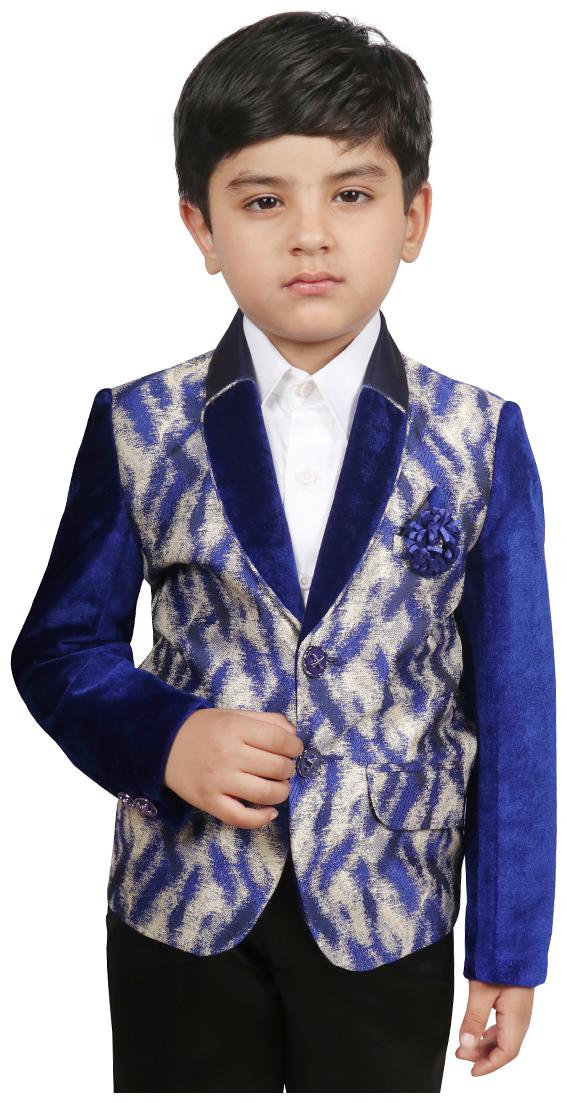 

SG YUVRAJ Boy Polyester Solid Ethnic jacket - Blue
