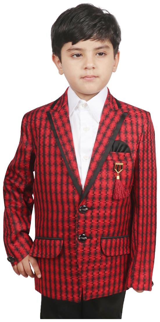 

SG YUVRAJ Boy Polyester Solid Ethnic jacket - Red