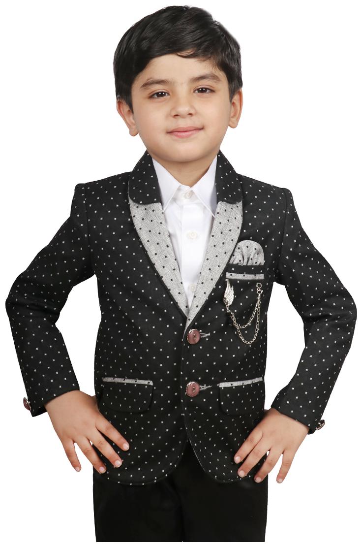 

SG YUVRAJ Boy Polyester Solid Ethnic jacket - Black