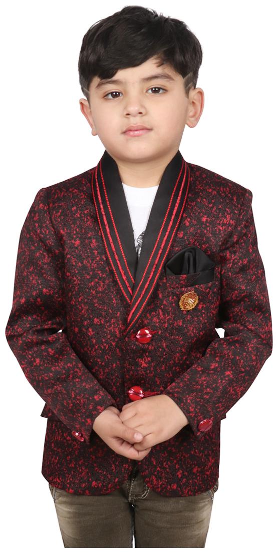 

SG YUVRAJ Boy Polyester Printed Ethnic jacket - Maroon