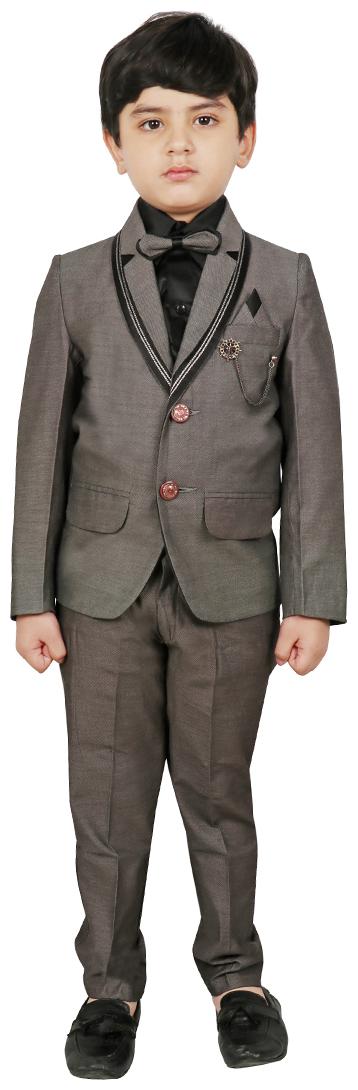 

SG YUVRAJ Coat pants with Shirt and Tie For Boys (Black Grey)