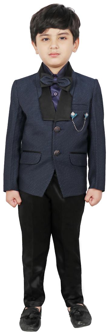 

SG YUVRAJ Coat pants with Shirt and Tie For Boys (Blue Black)