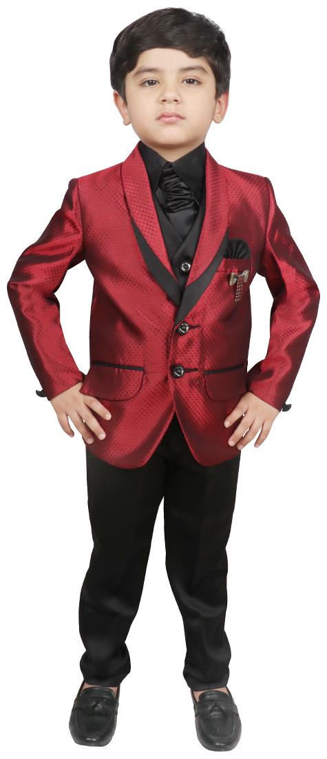 

SG YUVRAJ Coat Pent set For Boys (Red and Black)