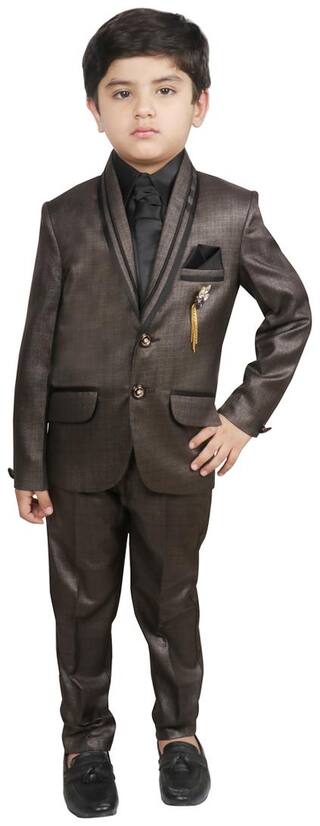 SG YUVRAJ Coat Pent set For Boys (Brown and Black)