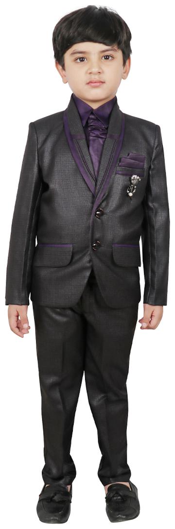 

SG YUVRAJ Coat pants with Shirt and Tie For Boys (Purple Black)