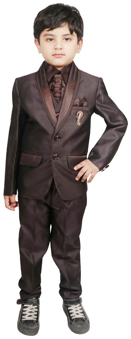 

SG YUVRAJ Coat Pant with Waistcoat set For Boys (Brown)