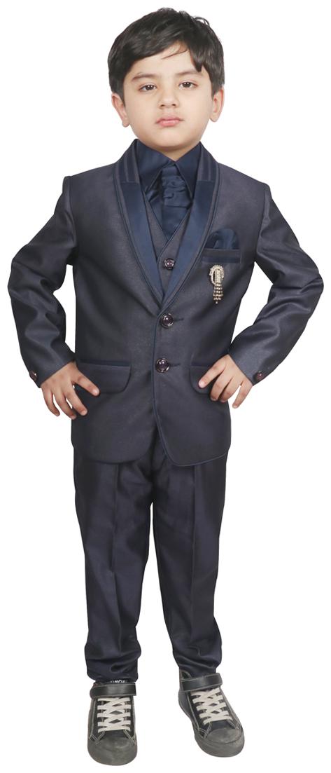 

SG YUVRAJ Coat Pant with Waistcoat set For Boys (Grey)