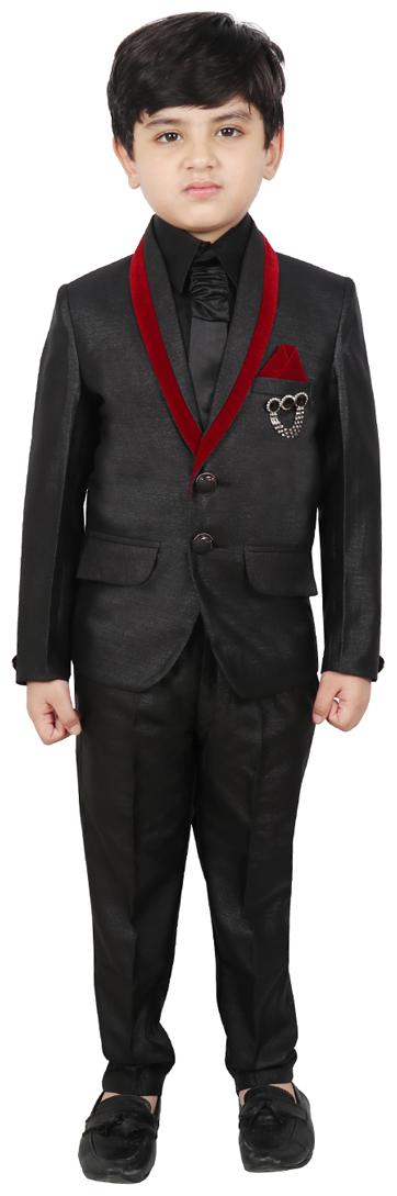 

SG YUVRAJ Coat pants with Shirt and Tie For Boys (Black)